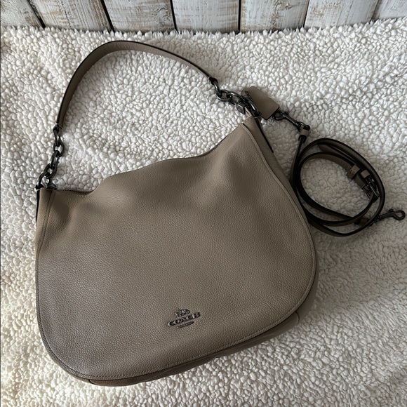 Coach Chelsea 32 Hobo Pebbled Leather Crossbody Bag Purse Dk/Stone - Picture 6 of 10